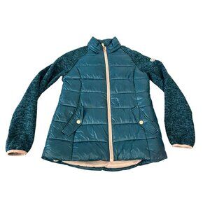 Michael Kors Womens‎ Quilted Jacket Blue Size 14 Mock Neck Full Zip Preowned